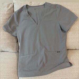 Figs Light Gray Scrub Top
